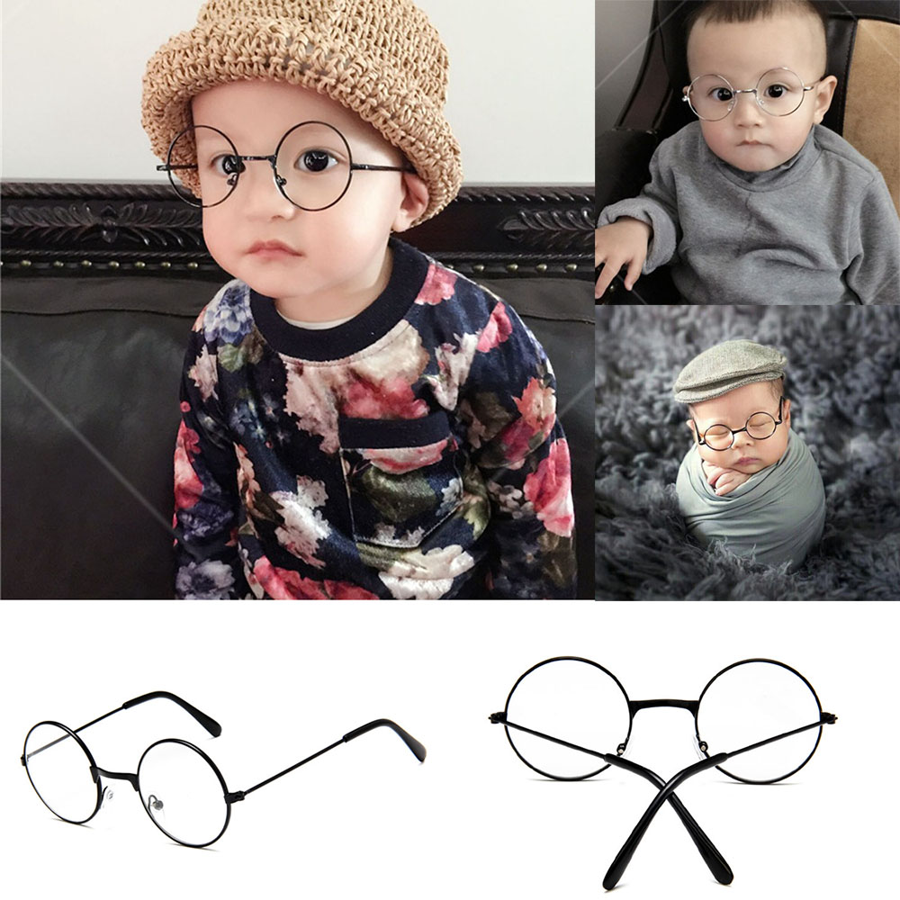 HETU070703. Metal Flat Light Flexible And Portable Girl Boy Round Clothing Accesories Children's Flat Mirror Small Round Glasses Retro