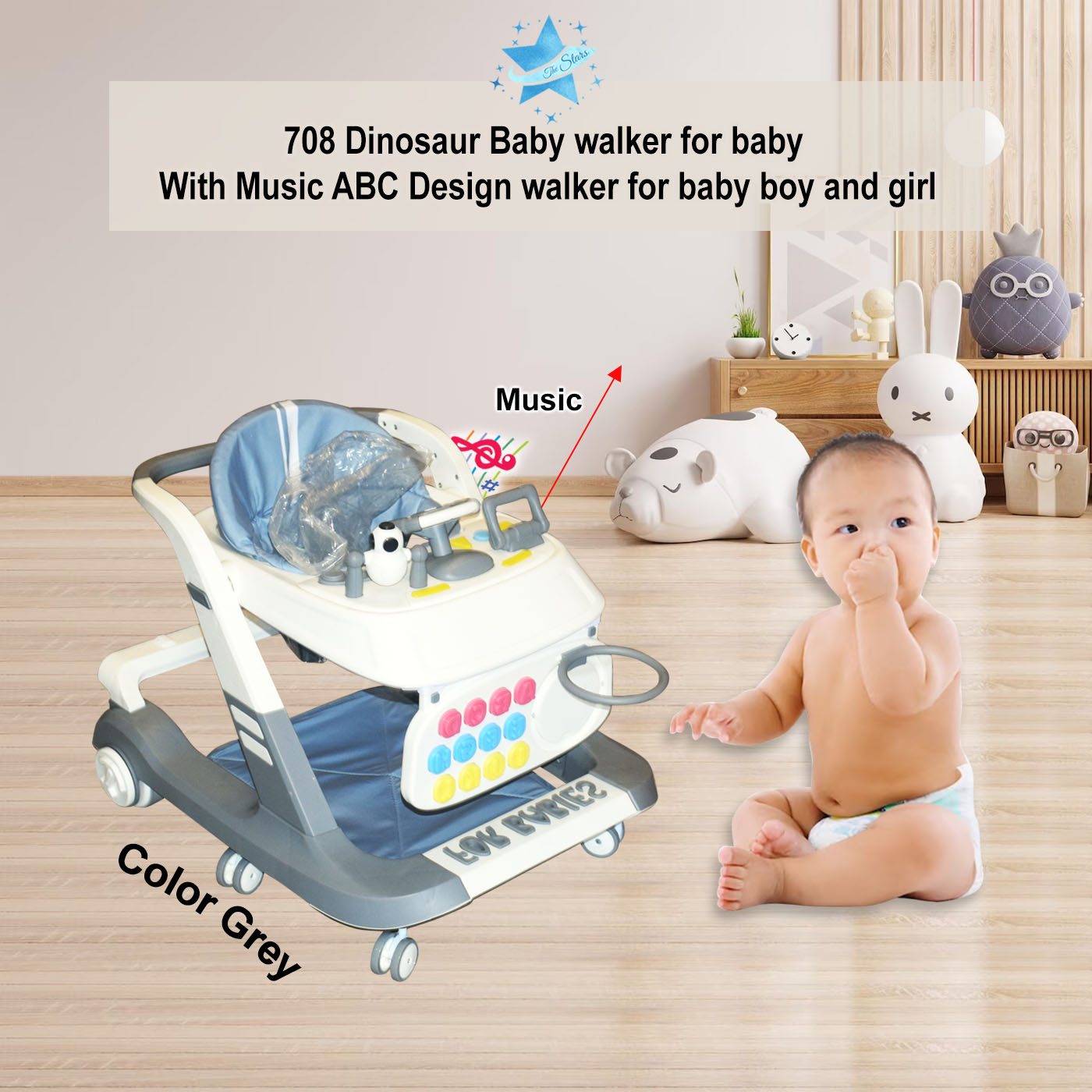 The Stars 708 Dinosaur Baby walker for baby With Music ABC Design walker for baby boy and girl Walking Dinosaur Toys Dinosaur Ride On Toys Lazada Lazada PH