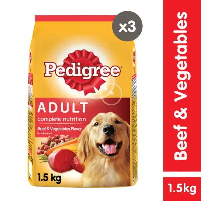 PEDIGREE® Adult Beef & Vegetables Dry Dog Food Set of 3 (1.5kg)