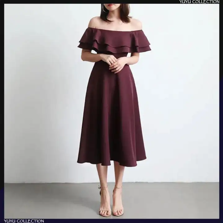 Plain off shoulder dress Clearance