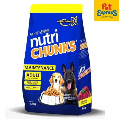 Nutri Chunks Maintenance Adult Beef Dry Dog Food 1.3kg