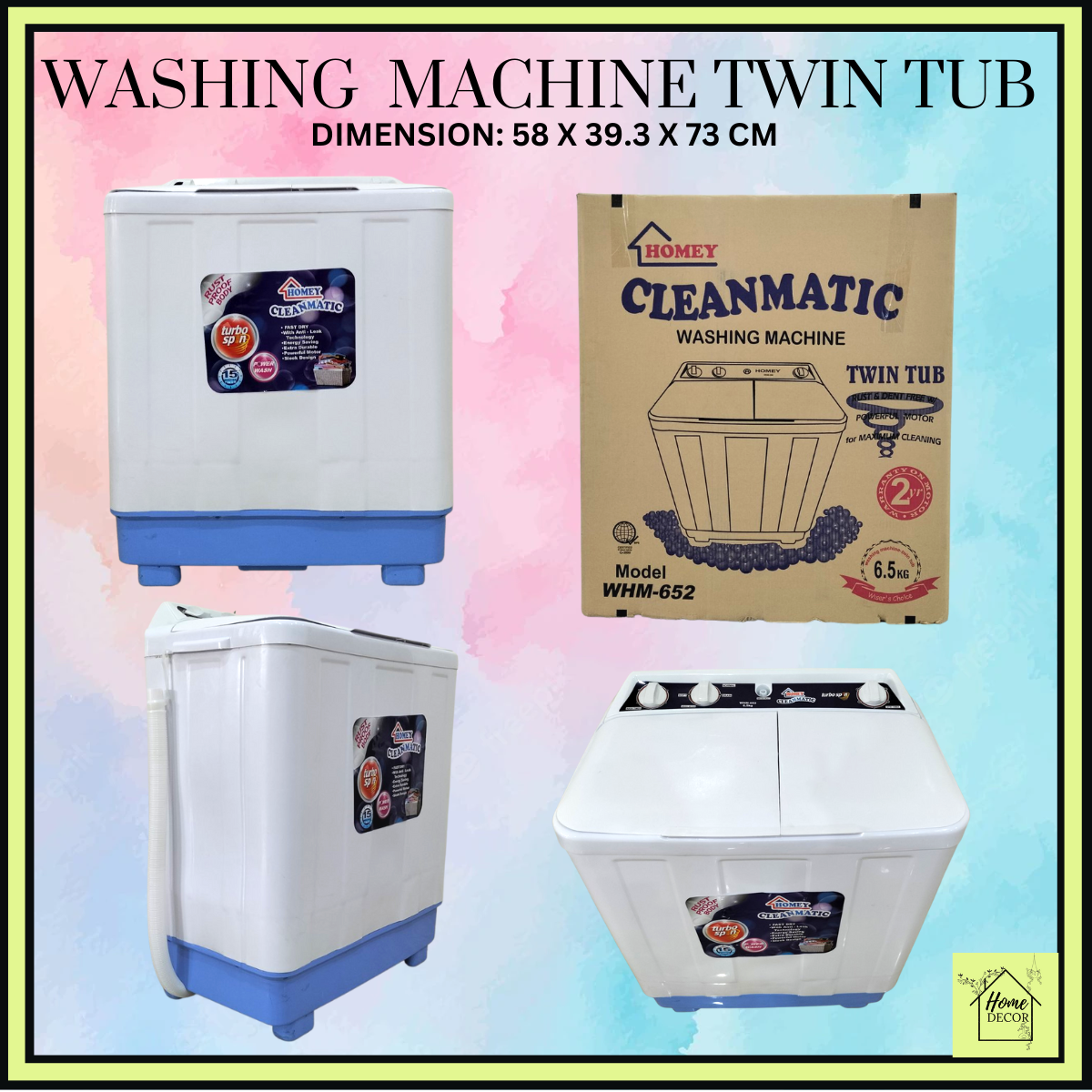 HOMEY CLEANMATIC WASHING MACHINE TWIN TUB 6.5KG Lazada PH