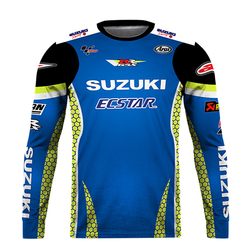 Suzuki Ecstar Full Sublimation DryFit Motorcycle Jersey 3D printed longsleeved motorcycle