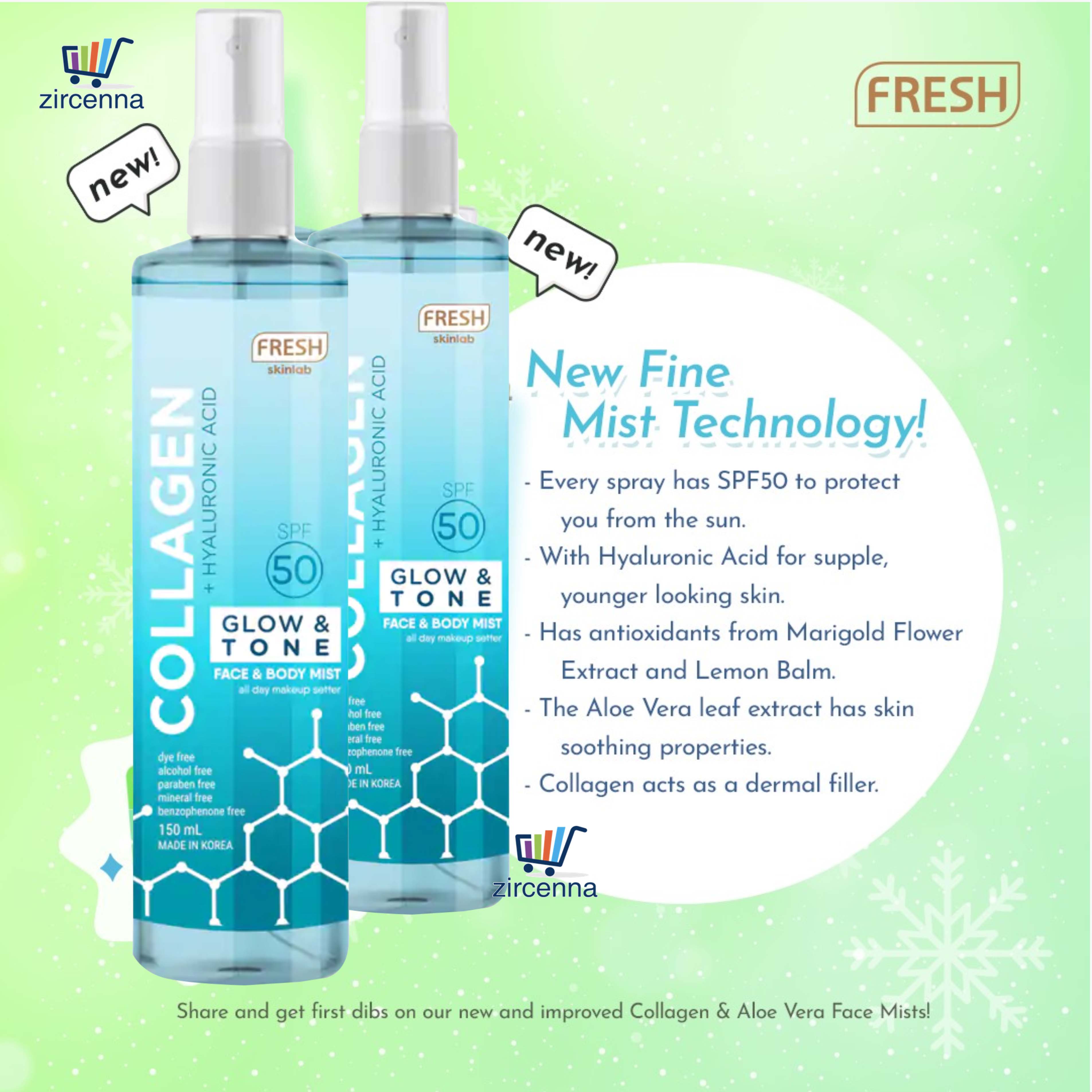 fresh skinlab collagen face mist spf 50