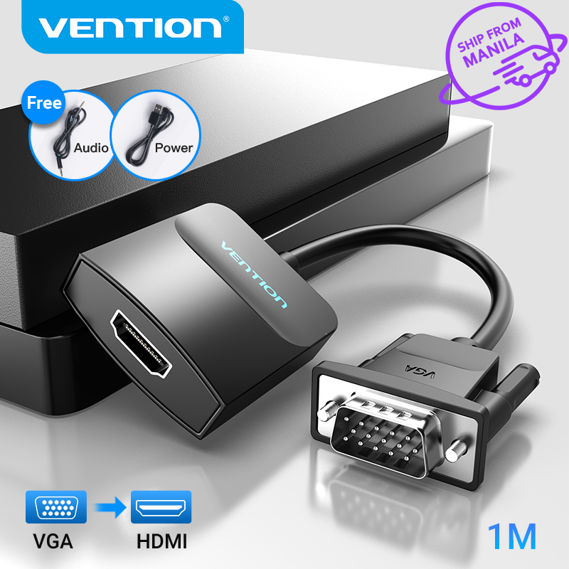 Vention VGA to HDMI Adapter 1080P HD with Power Supply and Independent Audio Port for Laptop Desktop TV Monitor Projector VGA to HDMI Converter