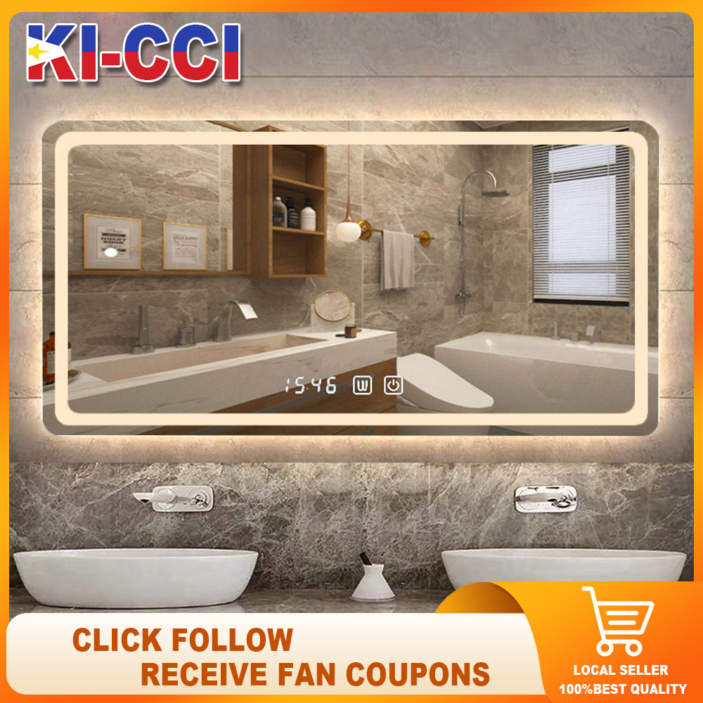 Led smart mirror,bathroom mirror with light， three color lamp, stepless