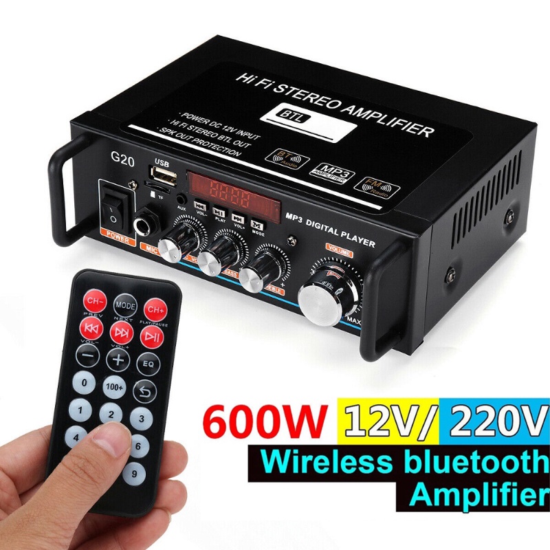 Woopker AK55 Stereo Audio Amplifier Bluetooth 5.0 HiFi Power Amplifier 2 Channel 70W x 2 Amplifier Mini Amp 12V Digital Amplifier Home Audio RCA, FM Radio, USB, SD, MIC in for Home Woopker AK55 Stereo Audio Amplifier Bluetooth 5.0 HiFi Power Amplifier 2 Channel 70W x 2 Amplifier Mini Amp 12V Digital Amplifier Home Audio RCA, FM Radio, USB, SD, MIC in for Home