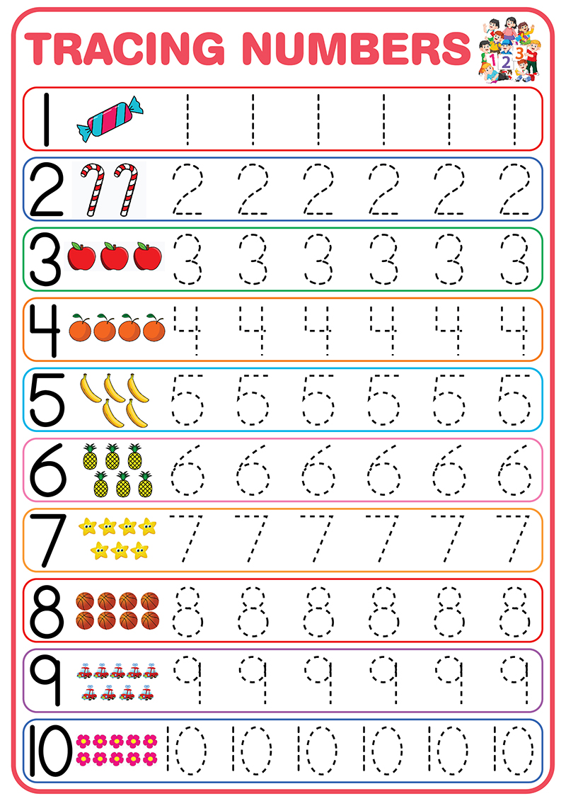 Tracing Numbers Educational Chart - A4 Size Poster - Waterproof print ...