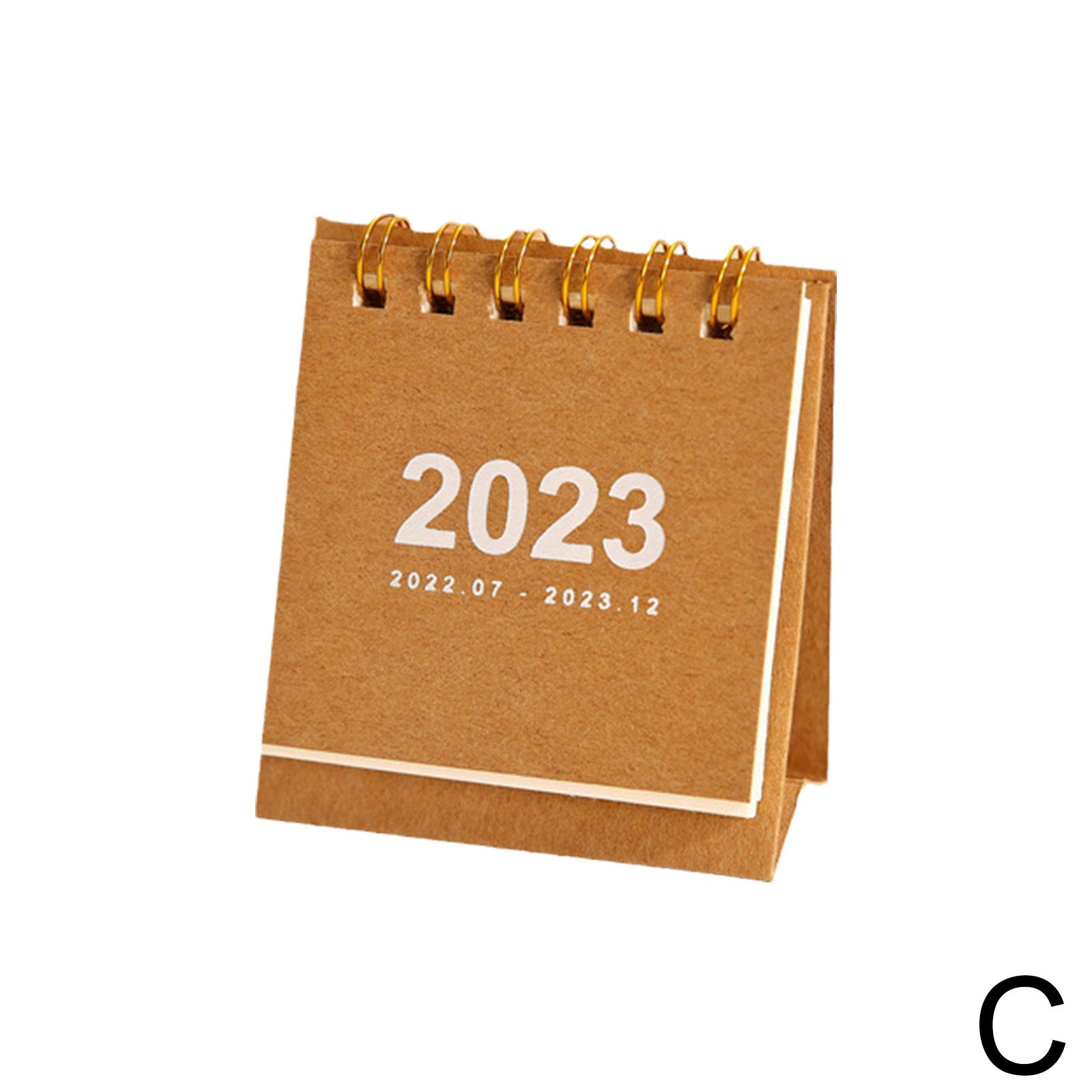 2023 Simple Desk Coil Calendar with Stickers Mini basis Office Supplies