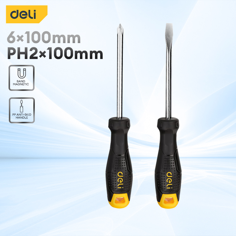 Deli 2PCS Phillips Screwdriver / Flat Screwdriver 10" industry Screw Driver Set DL620102 Lazada PH