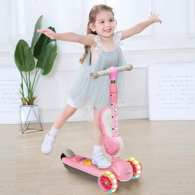 【Fast Delivery】Scooter for Kids Adjustable Height Flashing Wheels Balance Coordination Training Car Kid's Toys for 2-8 Years Old Boy and Girl Outdoor Sports Training