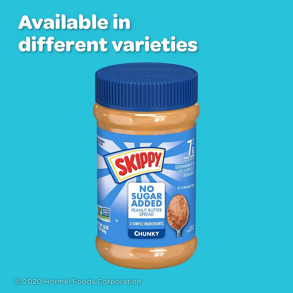 COD Skippy NO SUGAR ADDED Peanut Butter Spread CHUNKY 454g with DENTS