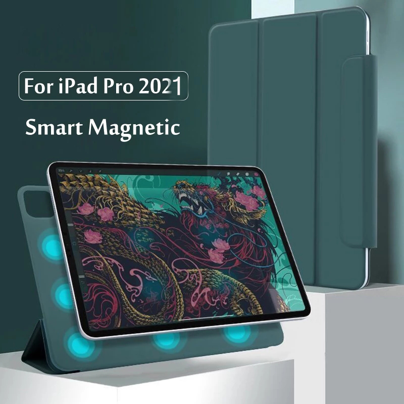 For New iPad Pro 2021 12.9 11 inch Air 4 2020 10.9 Secure Magnetic Smart Case with Pencil Holder Wake/Sleep Stand Leather Cover