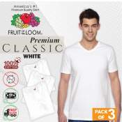 Fruit of the Loom 3-Pack Classic Vneck Cotton Tees - White