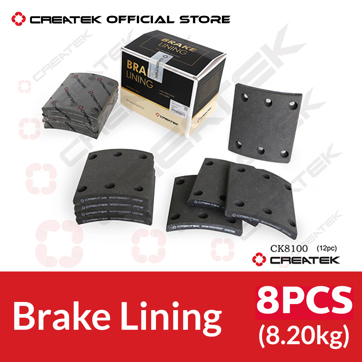 Brake Lining WG9100440027 (AK99000440017) Howo HF7, HF9 Front 6 Holes