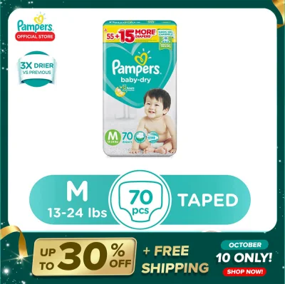 Pampers Baby Dry Taped Diaper Medium 70 x 1 pack (70 diapers) - (5-12kg)