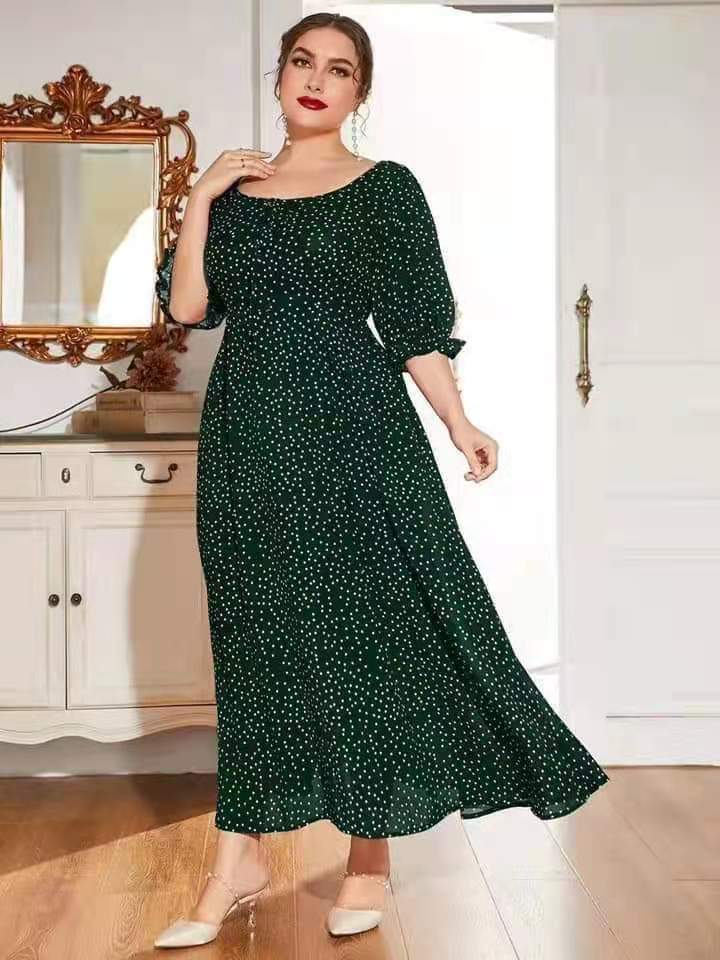 Plus Size Elegant Classic Bohemian High Waist Style Aline Floral Midi  Dresses