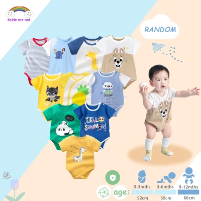 Tickle me not New Born Baby Boy Clothes infants wear set Onesie for adult Baby boys Onesies boy Romper unisex sale baby stuff baby boy clothes 0 to 12 months 9 to 12 months newborn 100% Cotton （randomly given）