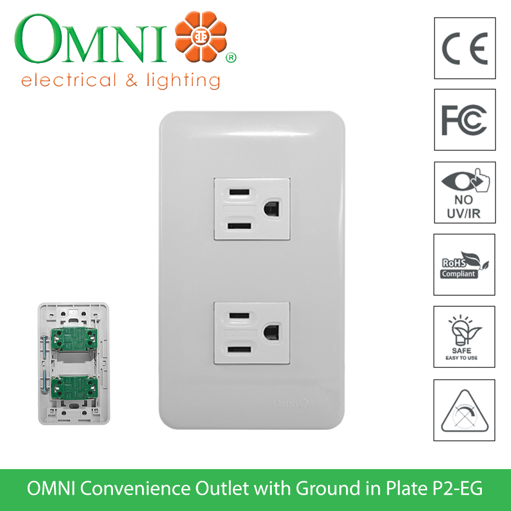 OMNI Convenience Outlet With Ground In Plate Model P2EG ubicaciondepersonas.cdmx.gob.mx