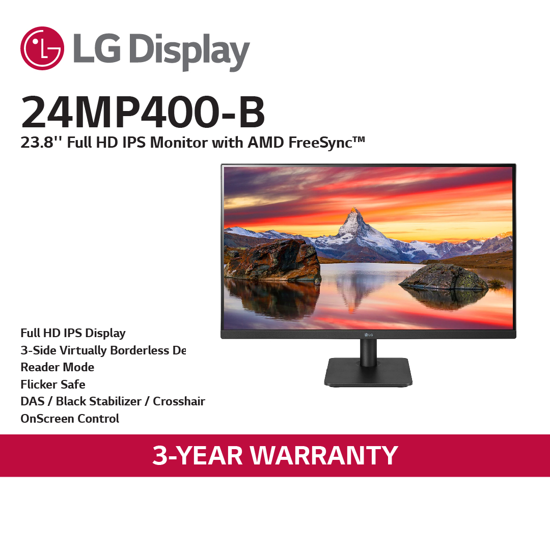 LG 27 Full HD IPS Computer Monitor, AMD FreeSync, 3-Side Virtually  Borderless Design - Black