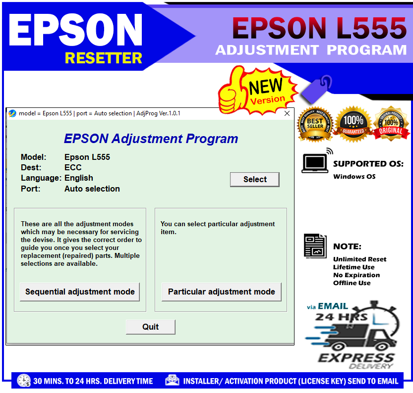 epson reset software l555