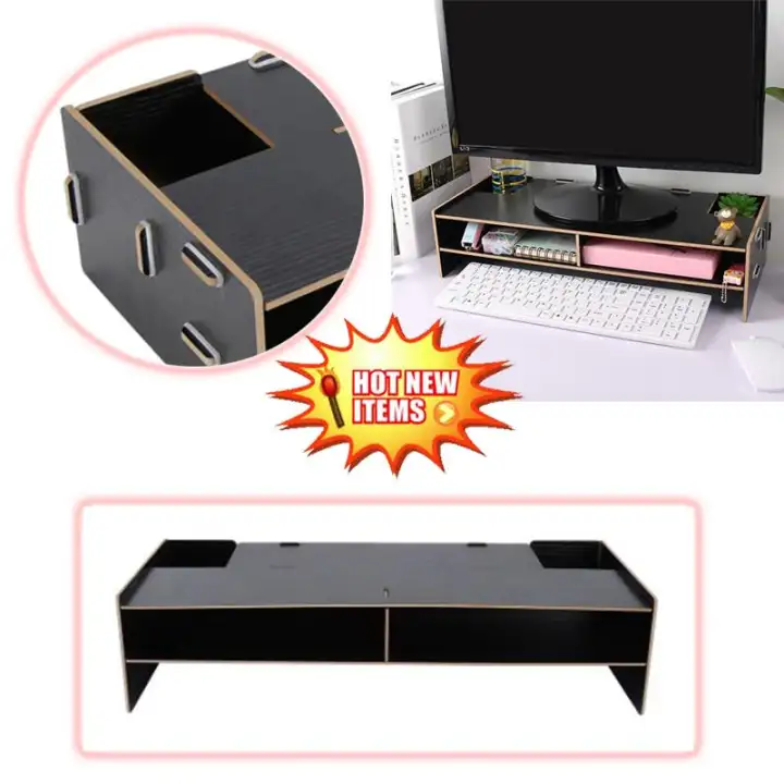 Portable Desktop Monitor Riser Organizer Tv Stand Drawer Desk