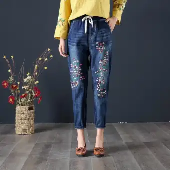 embroidered jeans women