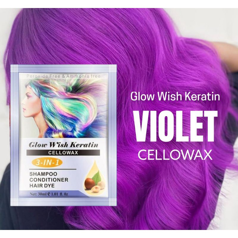 Original 100 (Violet Color)Glow Wish Keratin Cellowax 3IN1 Shampoo