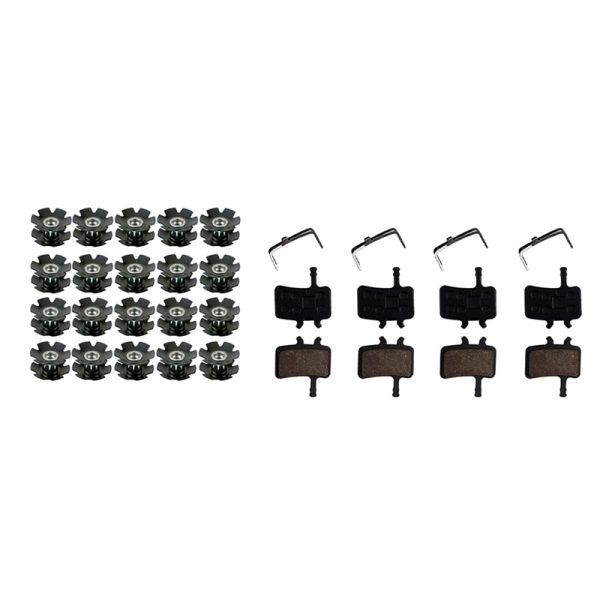 20Pcs Bike Headset Star Nut for Fork 1-1/8 Inch & 4 Pairs Resin Bicycle Disc Brake Pads for Sram Avid BB7 Juicy 3/5/7