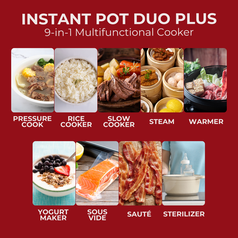 Instant Pot Duo Plus 9-in-1 Electric Pressure Cooker, Slow Cooker, Rice  Cooker, Steamer, Sauté, Yogurt Maker, Warmer & Sterilizer, Includes Free  App with over 1900 Recipes, Stainless Steel, 6 Quart