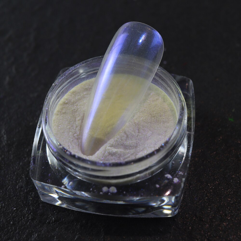 WHITE CHROME POWDER Pigment Pearl Nails Nail Art Crystal Shiny Dust Glazed  Donut 