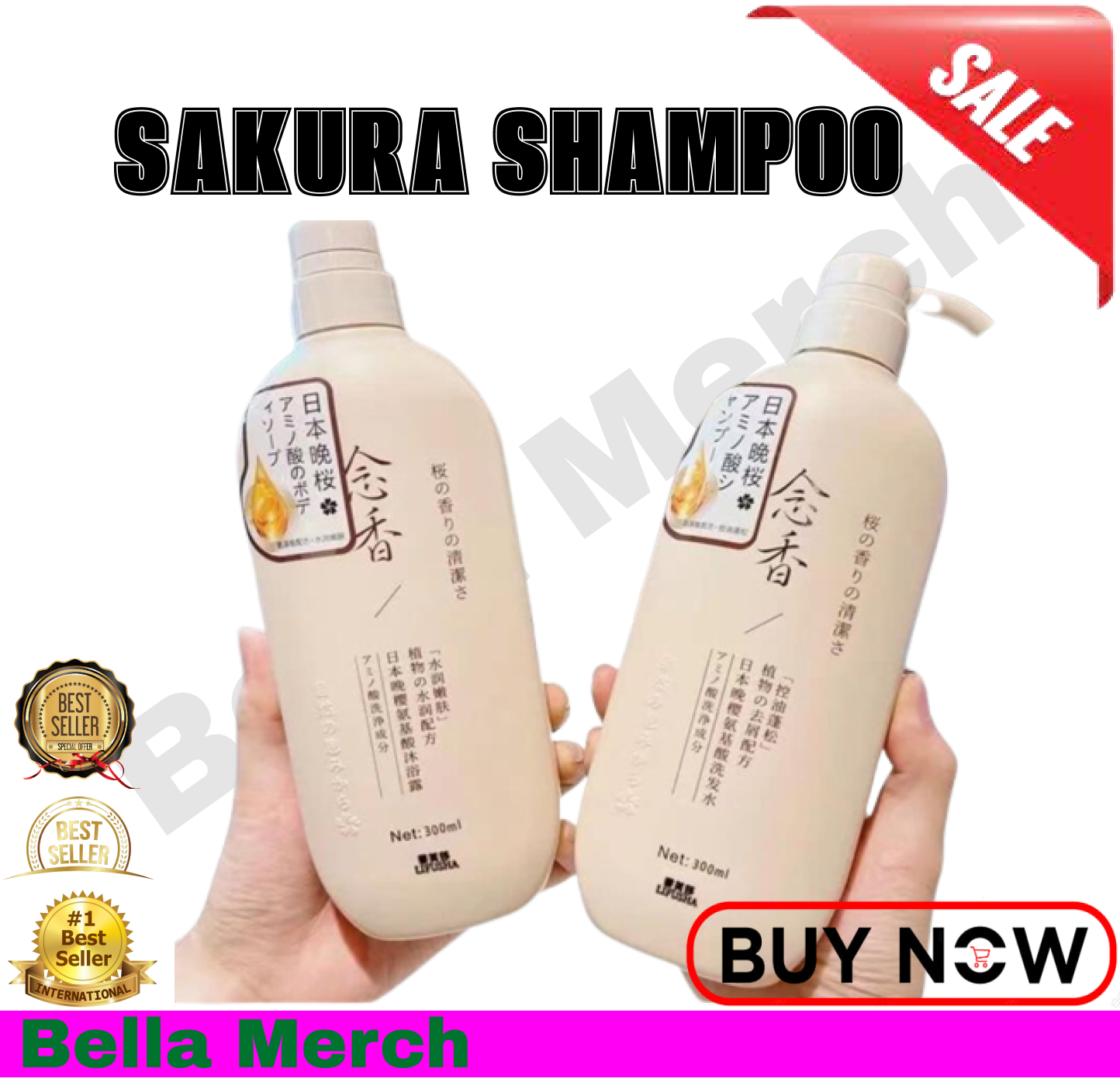 Sakura Japan Natural Shampoo and Conditioner & Shower gel 650ml Sakura