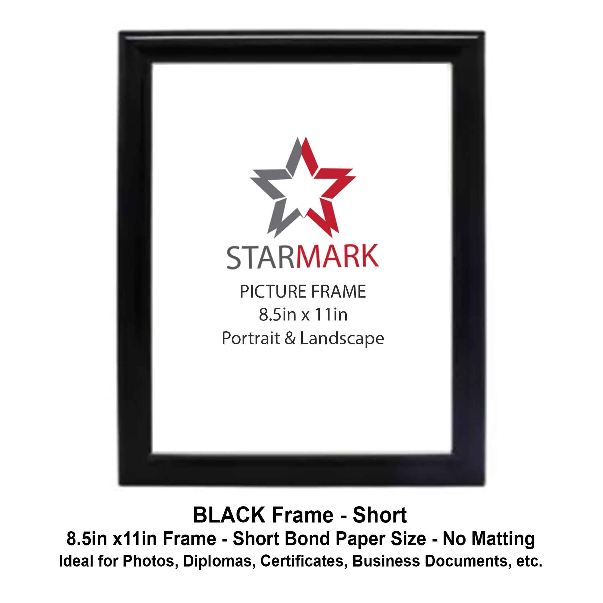 Starmark Picture Frame Frames 8.5x11 inches No Matting 8.5in x 11in, 8.