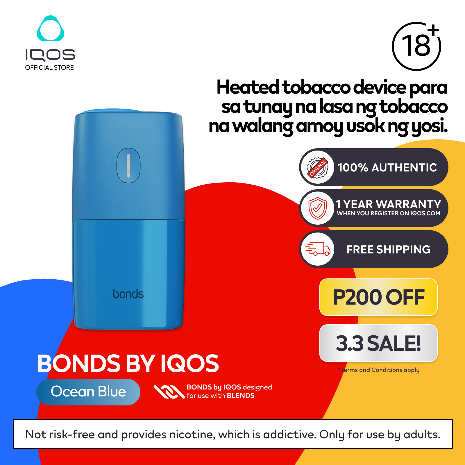[1 Year Warranty] BONDS by IQOS Kit Complete Set Heat Not Burn Device
