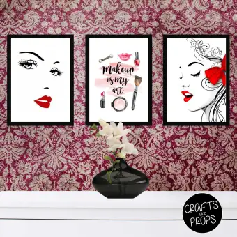 3 In 1 Gallery Frames Framed Hd Quality Prints Home Decor Wall Arts Make Up Is My Art Lazada Ph