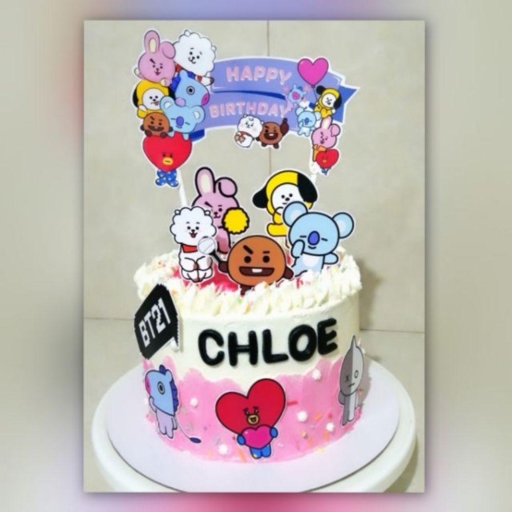 How to make BT21 CAKE & Toppers | Made by Mami Glai - YouTube | Bts cake,  Cake, How to make cake