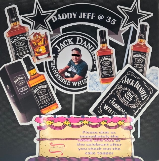 JACK DANIELS CAKE TOPPERS with personalized name ang age of celebrant ...