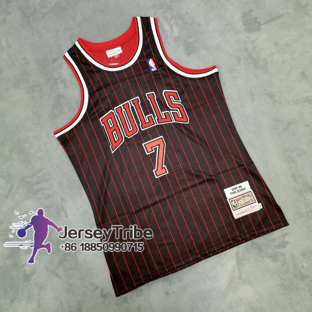 Retro 95 96 Toni Kukoc #7 Chicago Bulls Basketball Jersey Stitched Stripe 