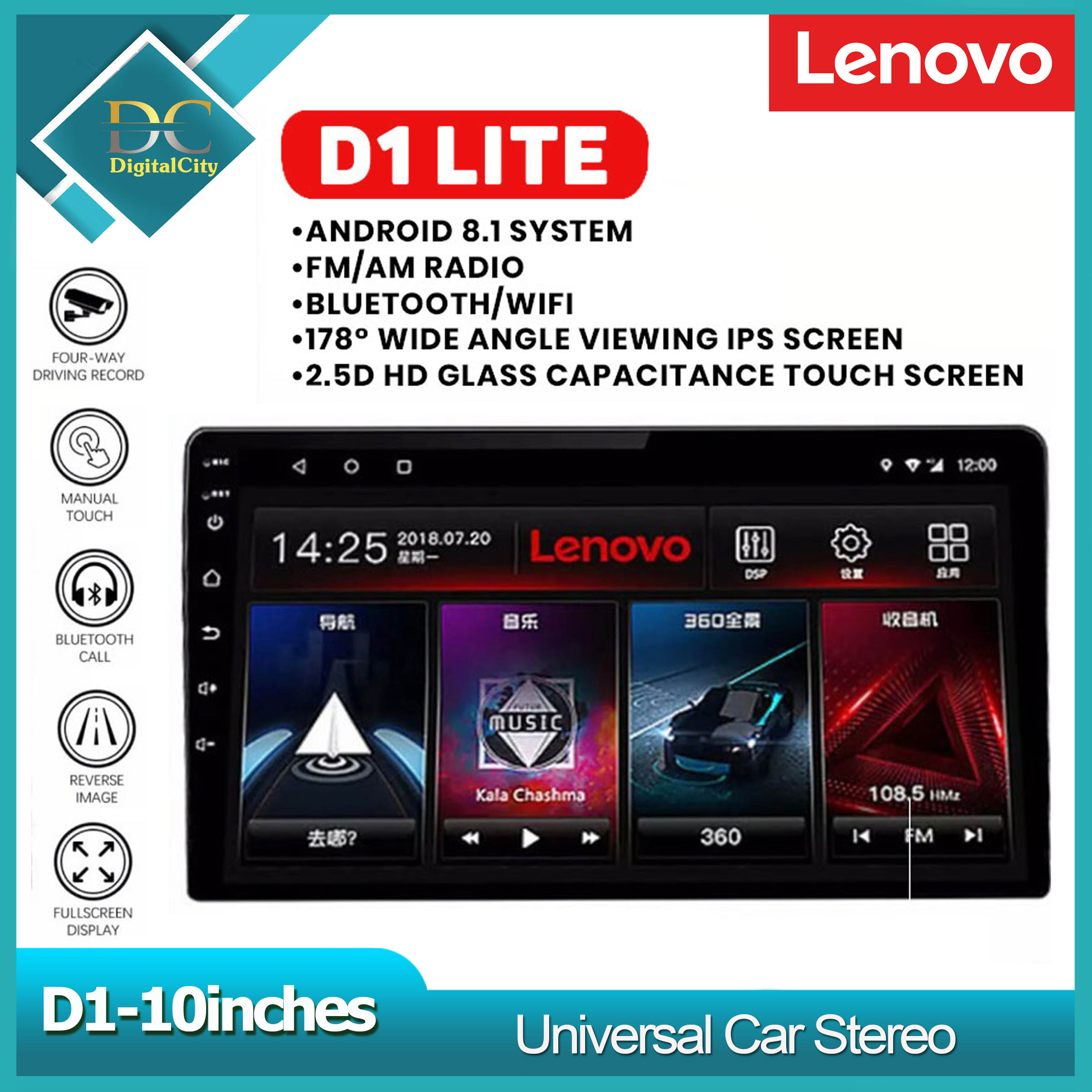 DIGITAL Lenovo D1 Lite Android Universal Head Unit GPS Mirror Link Car