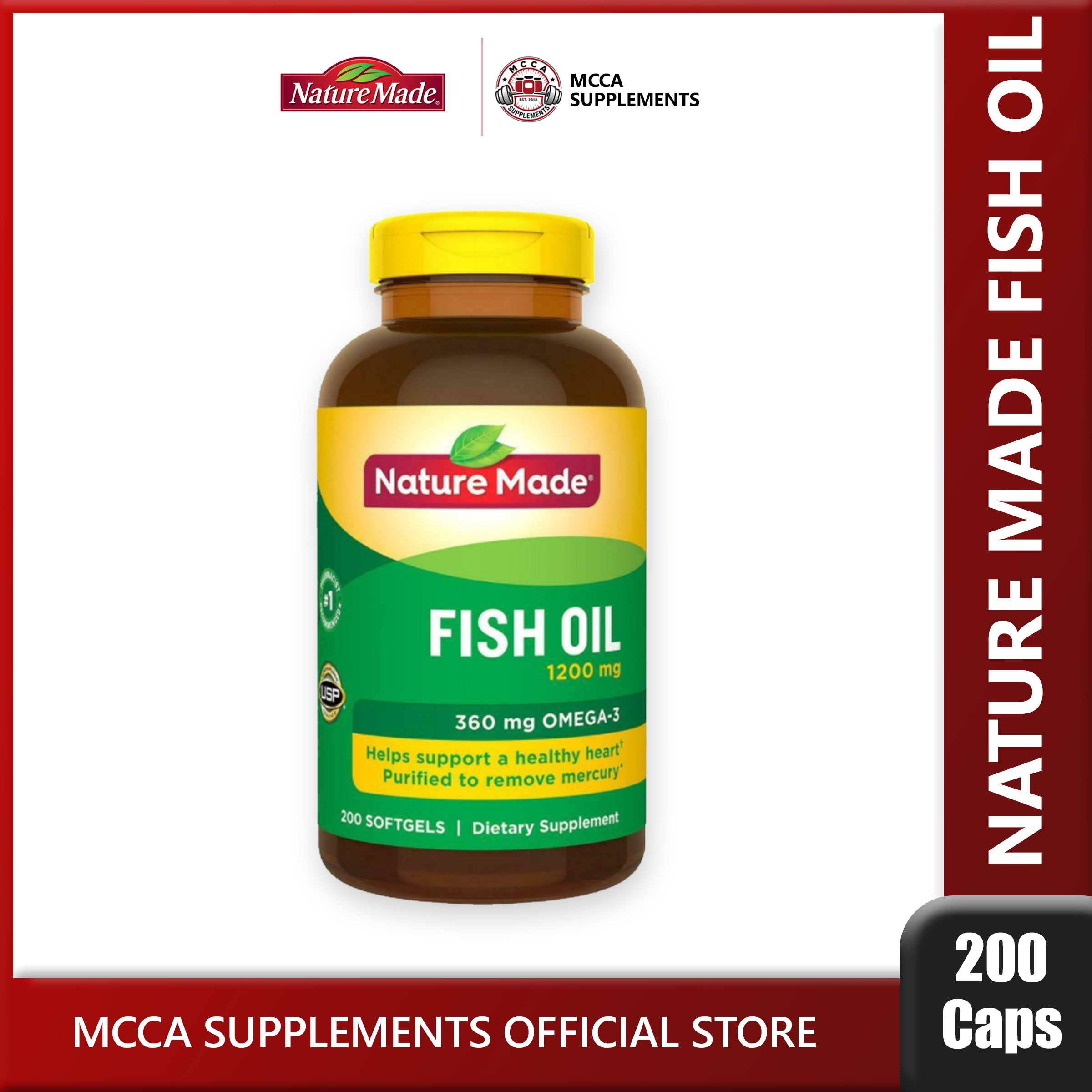 Nature Made Fish Oil 1200mg 360mg OMEGA-3 (200 Softgels) | Lazada PH