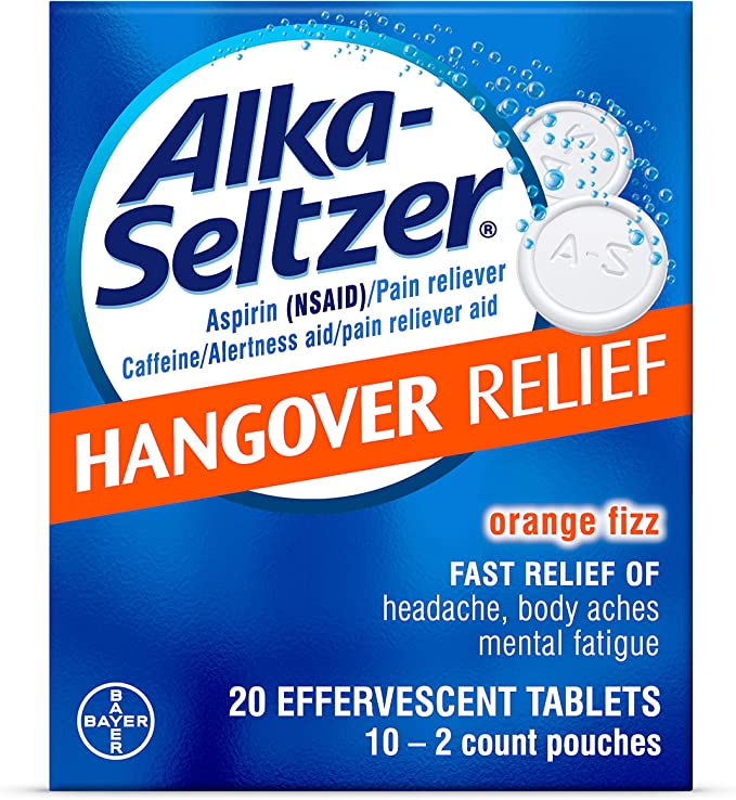 AlkaSeltzer Hang over Relief Effervescent Formulated Fast Relief of