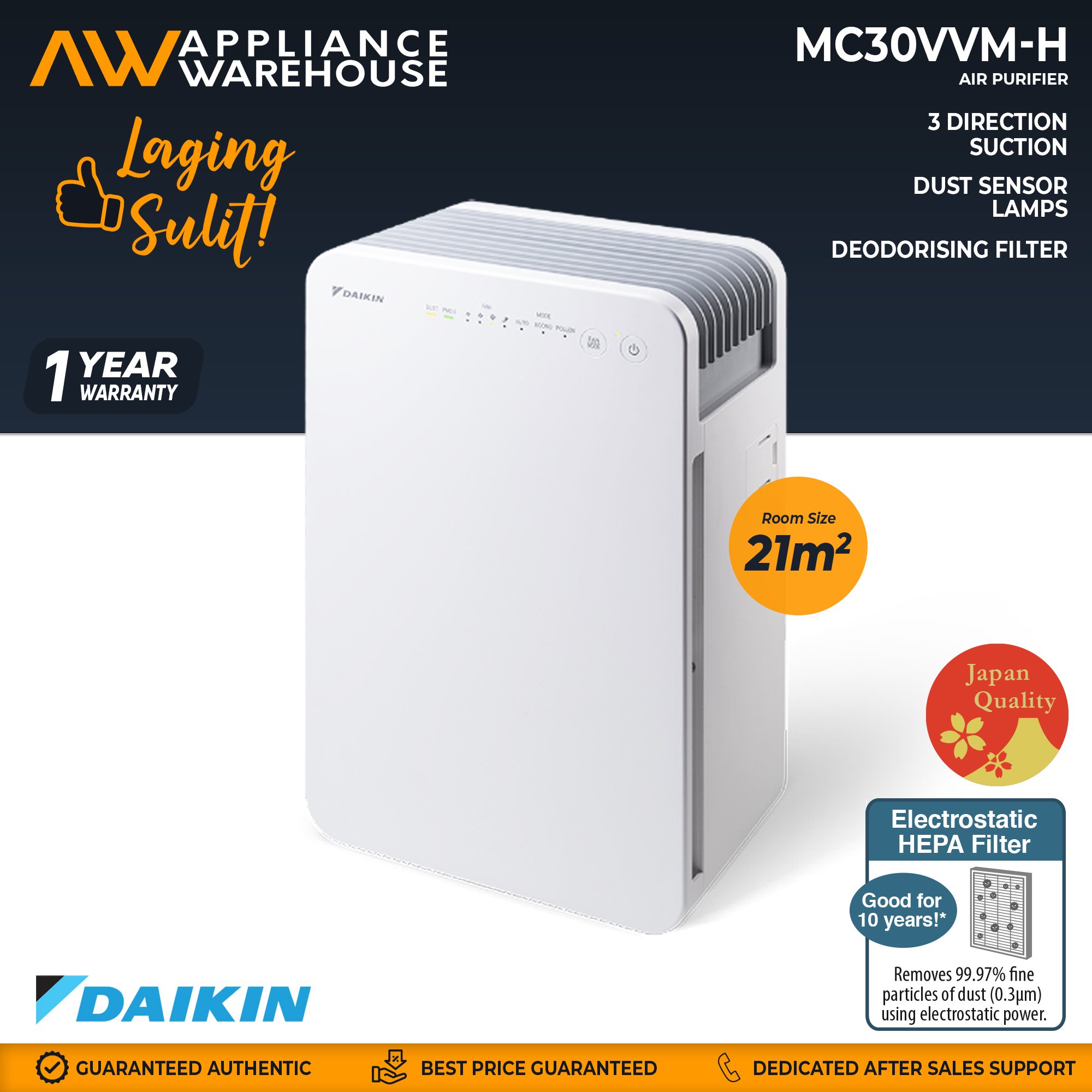 DAIKIN MC30VVMH Air Purifier In Electrostatic HEPA filter In