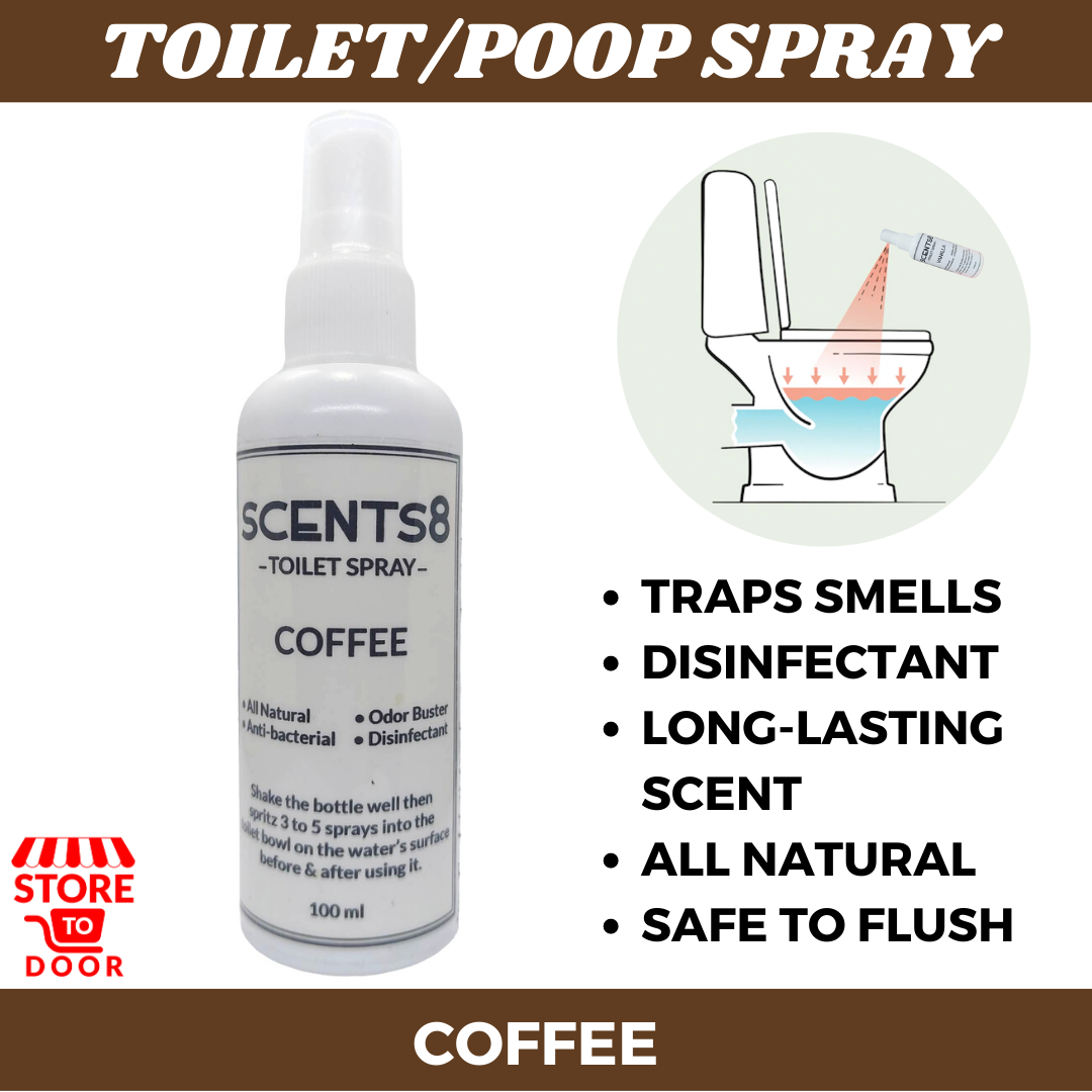 Toilet Spray Poop COFFEE Scents8 Poo Odor Deodorizer Disinfectant Smell