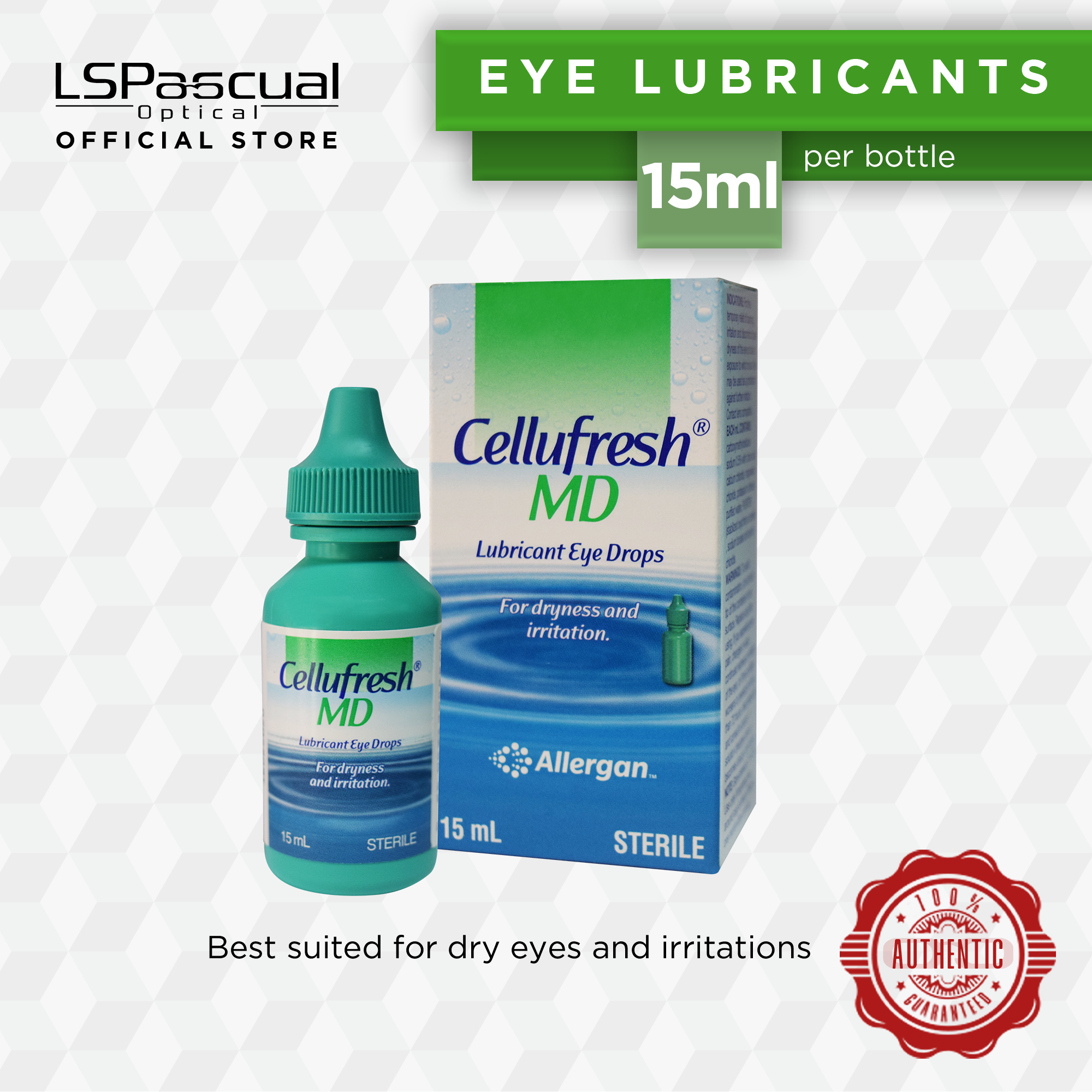 Allergan Cellufresh MD Lubricant Eye Drops EXPIRY 3mL 02/2024 , 15mL 04