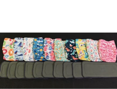 10 Sets Alva Washable Cloth Diapers with 5-Layer bamboo charcoal insert