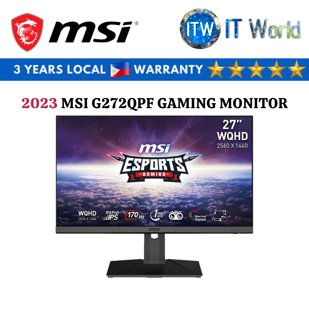 Monitor Gamer MSI G272QPF 27'' LED Rapid IPS WQHD 1440p 2K 170Hz G