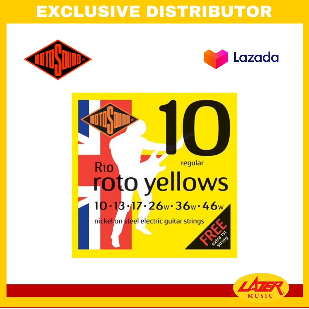 Rotosound R10 Roto Yellows 10-46 Gauge Electric Guitar Strings (R10 ...