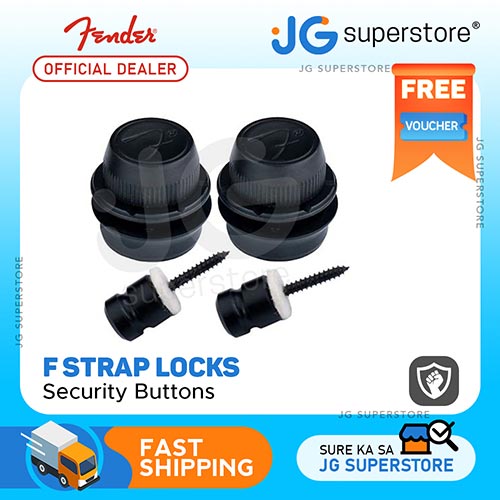 Fender F Strap Locks Security Buttons for Electric and Acoustic Guitar or Bass (Black) JG