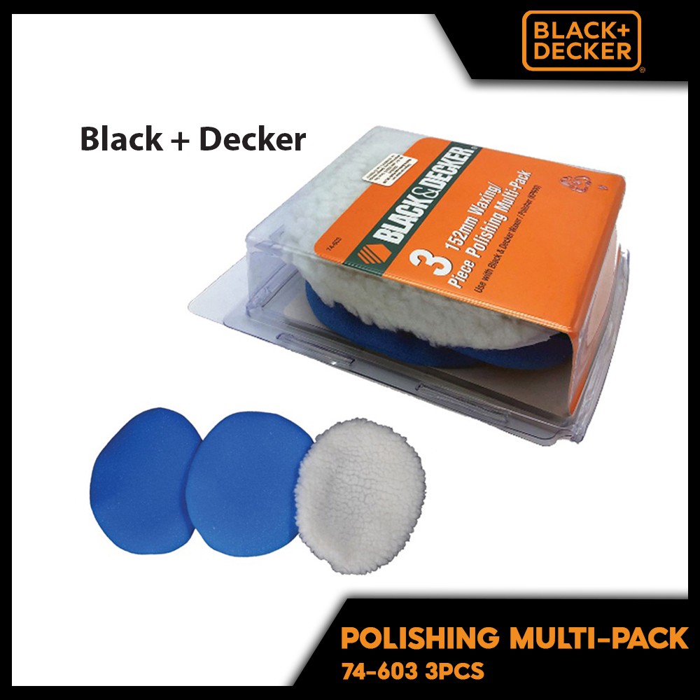 BLACK & DECKER 74-603 152MM WAXING POLISHING MULTI-PACK 3PC FOR KP600 POLISHING  PAD WAXING PAD WOOL BONNET