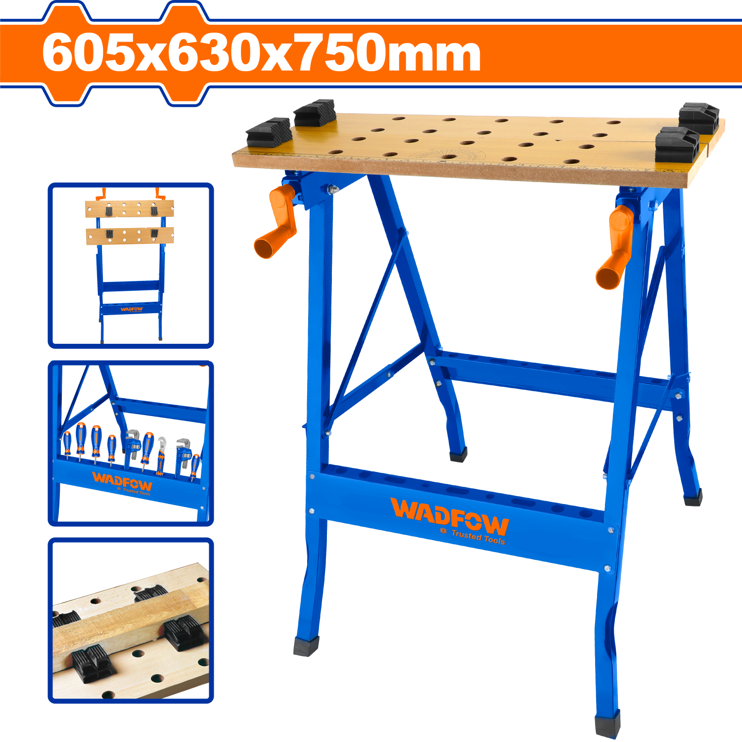 WADFOW 605x630x750mm Foldable Workbench Portable Collapsible Work Table ...